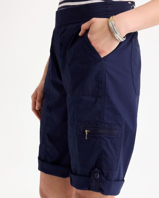 Poplin Cotton Roll-Tab Shorts - image 4